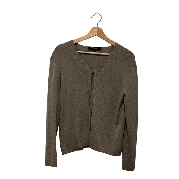Emanuel Ungaro Beige Cardigan V-Neck Long Sleeve Lightweight Knit Women's Sweate - Picture 1 of 7